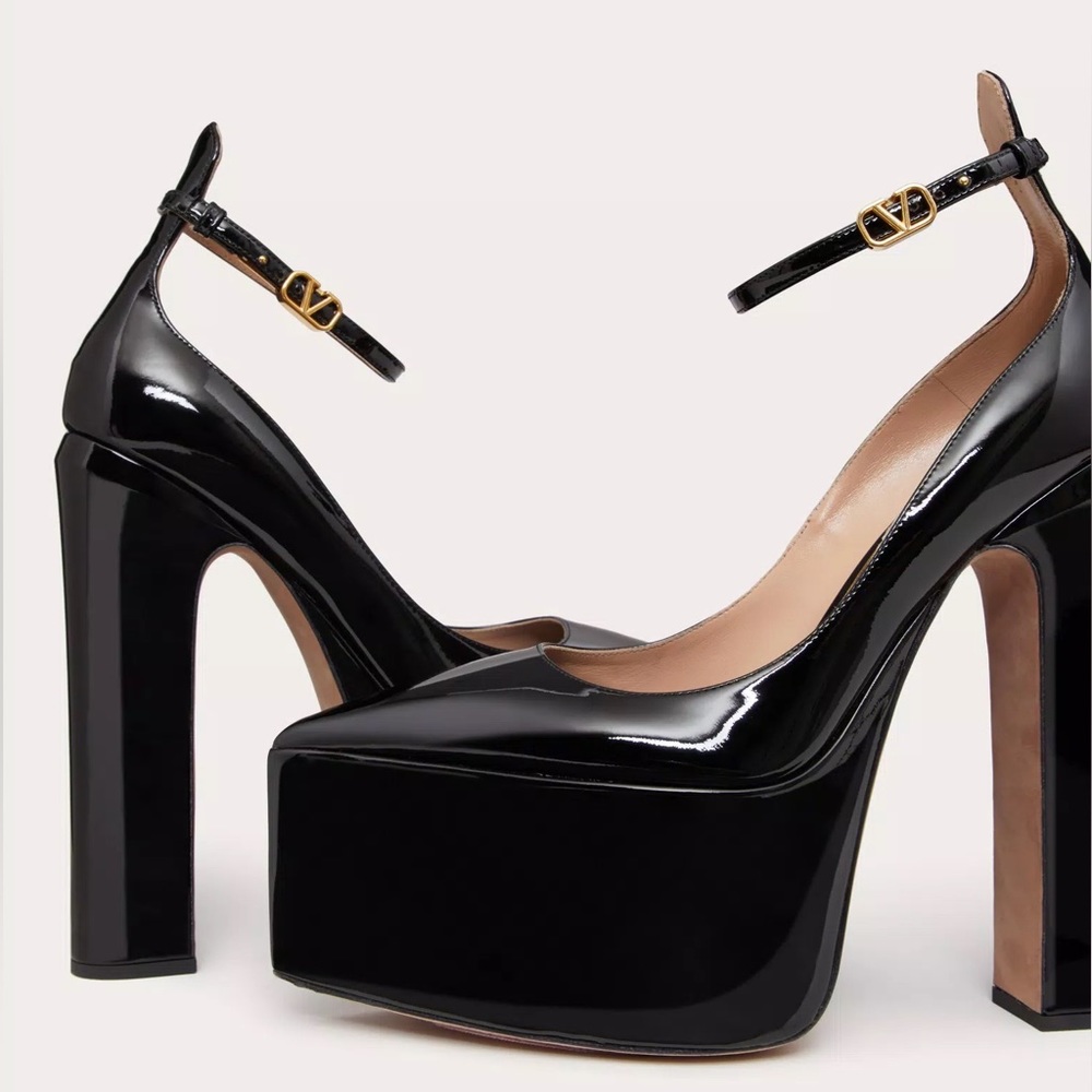 VALENTINO GARAVANI TAN-GO PLATFORM PUMP IN PATENT LEATHER 165MM
